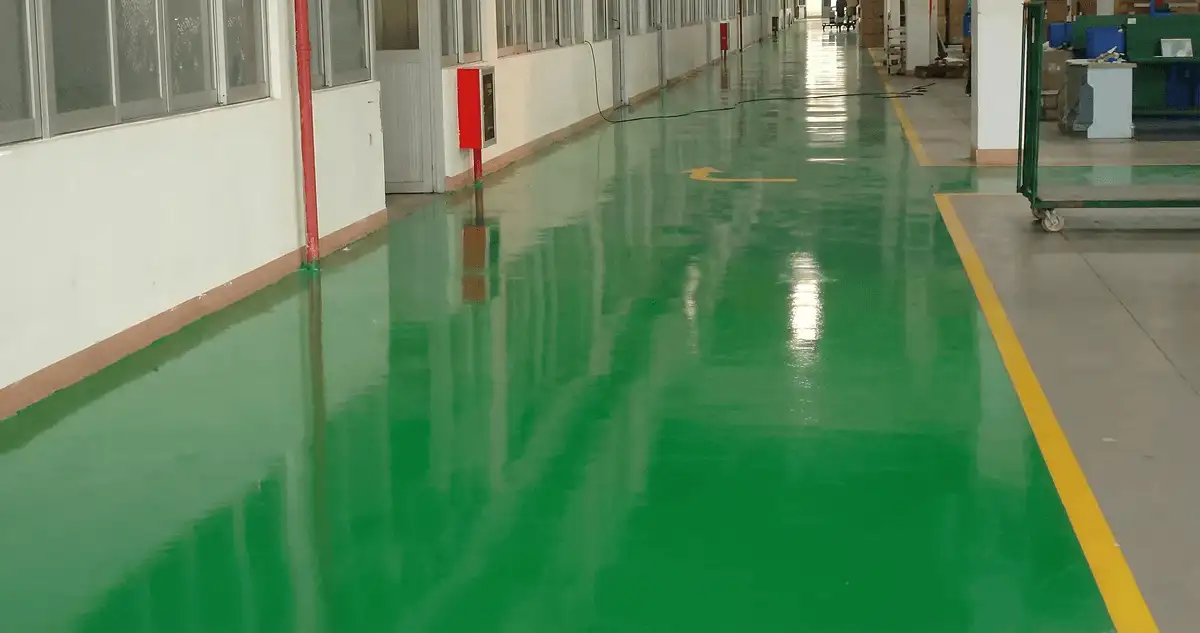 A factory floor professionally covered and marked with epoxy flooring in Stockton, CA