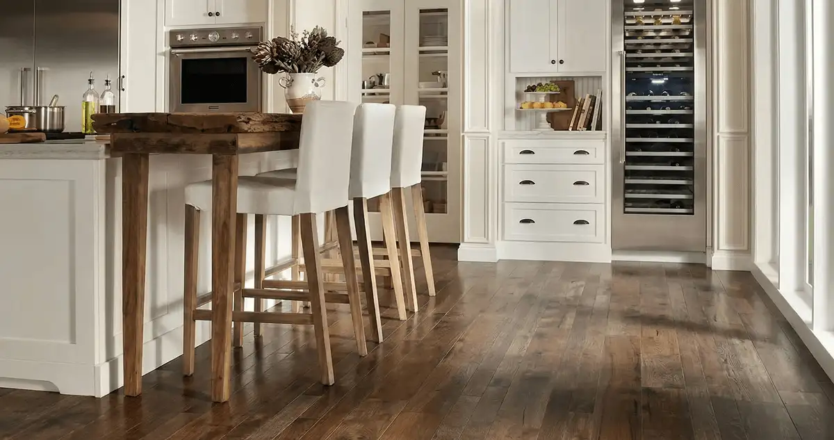 Professionally installed and refinished hardwood flooring in a residential home, showcasing smooth finish and natural wood tones in Stockton, CA