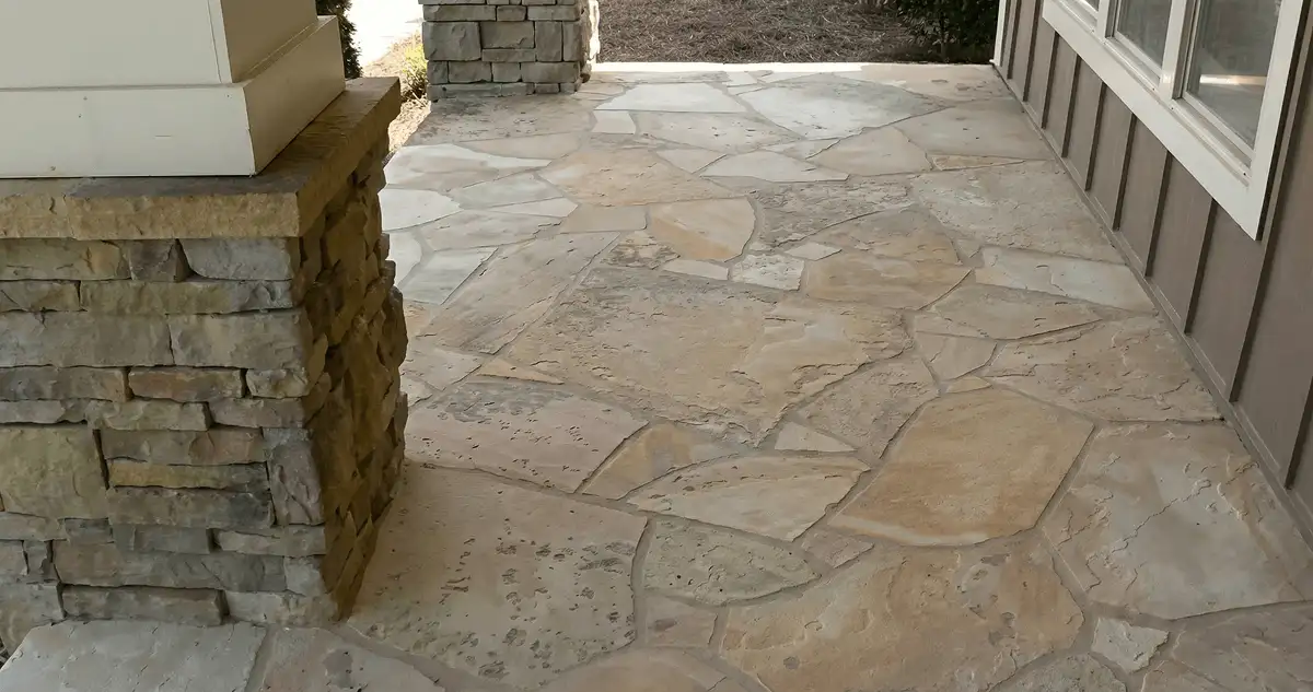 House entrance with professionally installed stone flooring in Stockton CA